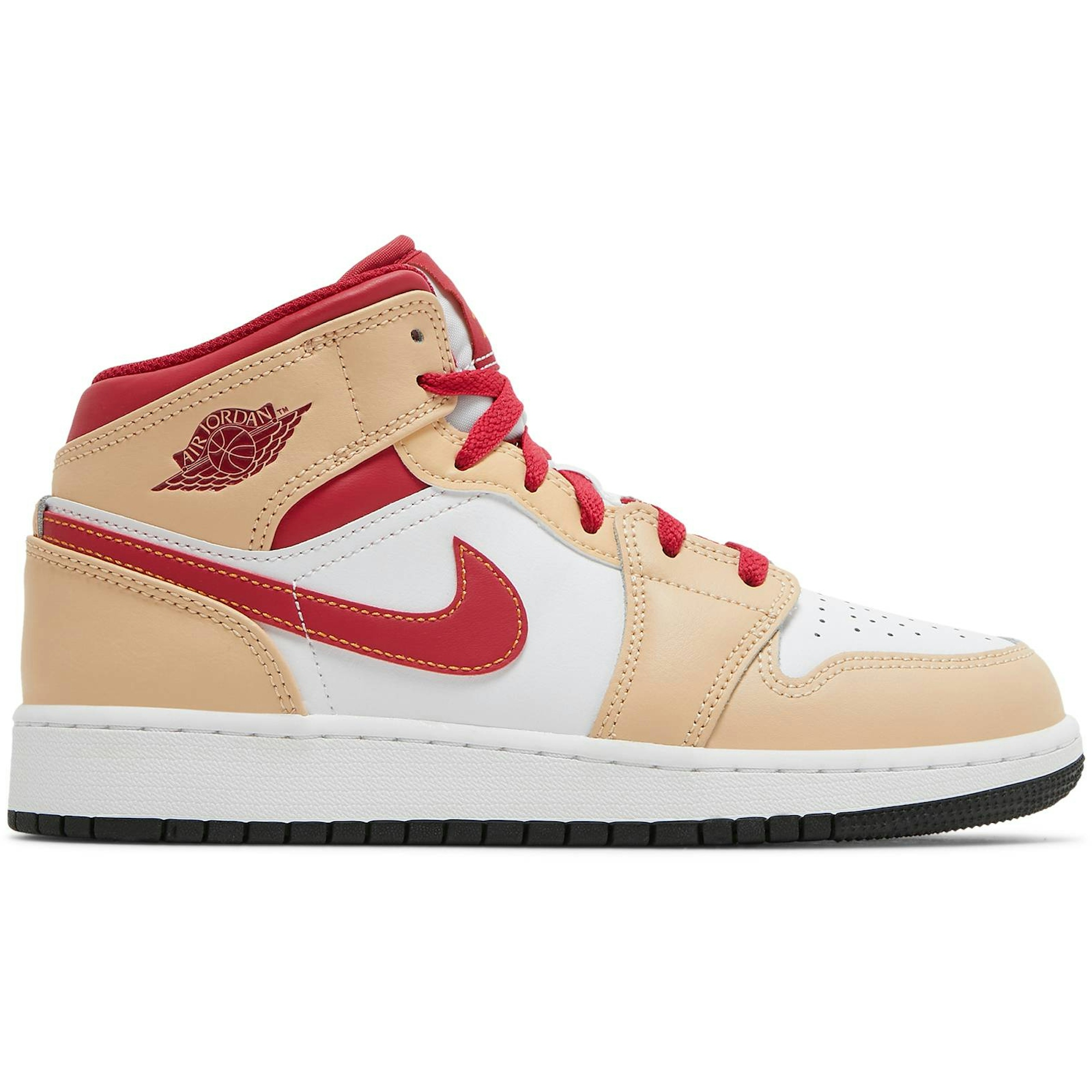 (Grade School) Air Jordan 1 Mid 'Beige Red' 554725-201